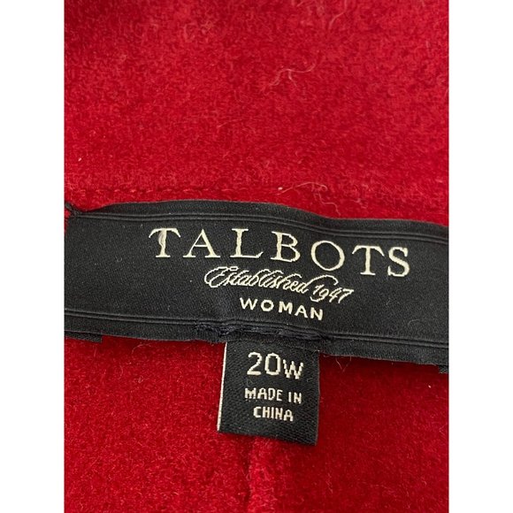 Talbots Red Wool 20W Jacket Blazer Satin Trim Festive Holiday - Picture 8 of 13